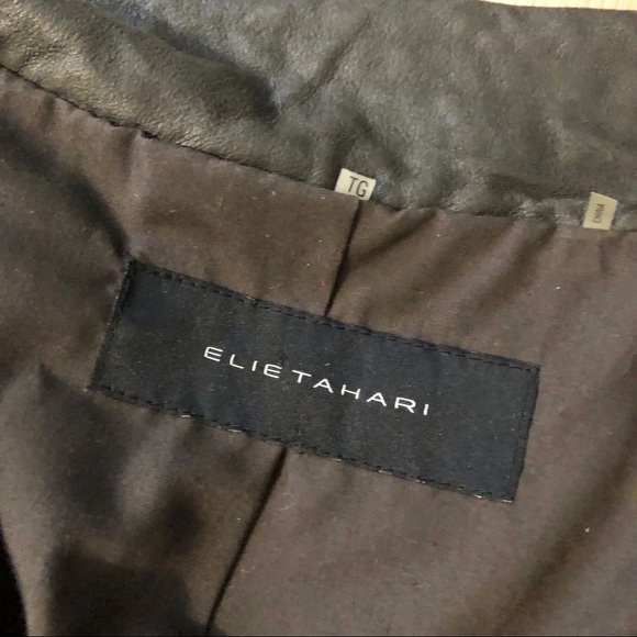 Leather Elie Tahari draped collar jacket - Picture 6 of 8